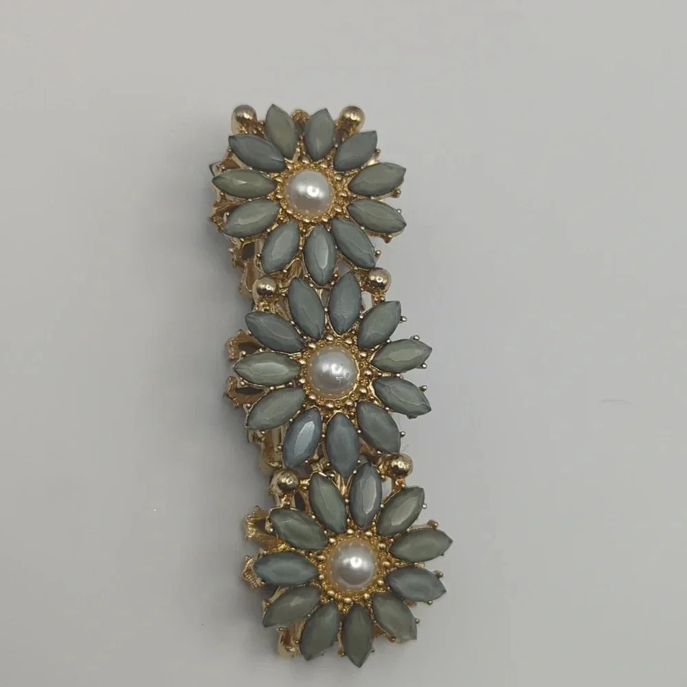 Costume Jewelry Beaded Flower Cuff and Gold Plated Arrow Cuff Set